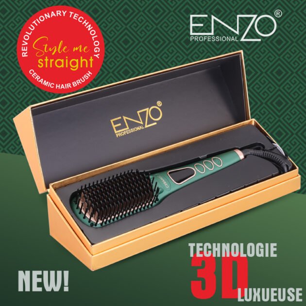 ✨ Enzo فرشاة فرد الشعر 4105 – مشط حراري 3D ✨